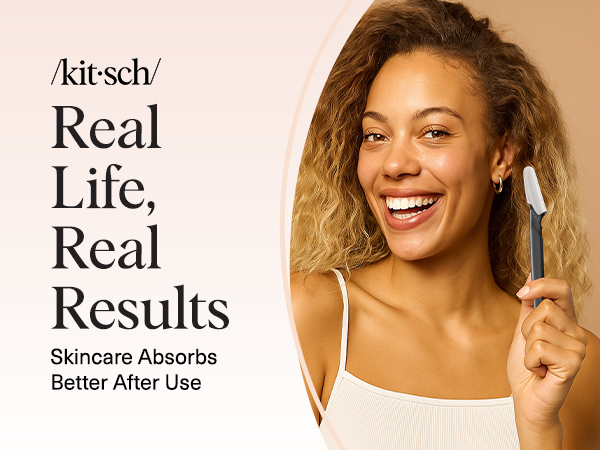 Kitsch Dermaplane Razor for Women Face &ndash; Face Razors for Women & Men, Eyebrow Trimmer & Face Shaver &ndash; Exfoliating Facial Razor & Skin Care Tool for Smoother Skin - Black, 6 pcs