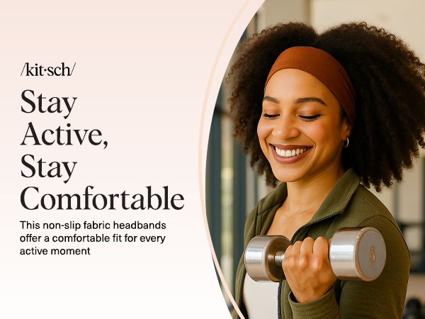 Kitsch Headbands for Women Non Slip - Running Headbands for Girls, Ideal for Working Out, Yoga, Gym, or Lounging | Stretchy Head Bands | Fashion Hair Accessories - Sedona, 3pcs