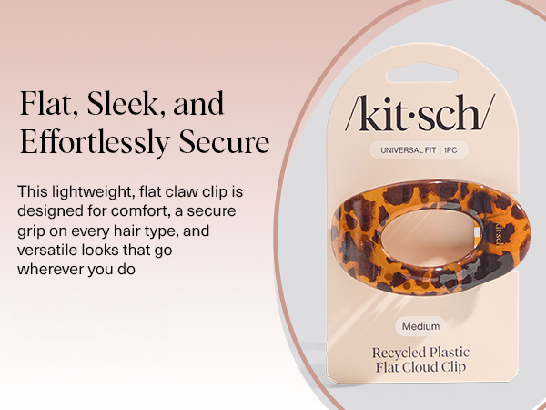Kitsch Medium Flat Claw Clips for Women - Stylish Flat Hair Clips, Strong Hold for Thick & Fine Hair | Non-Slip for Secure, Comfortable All-Day Wear | Ideal Gifts for Women - Tortoise Design