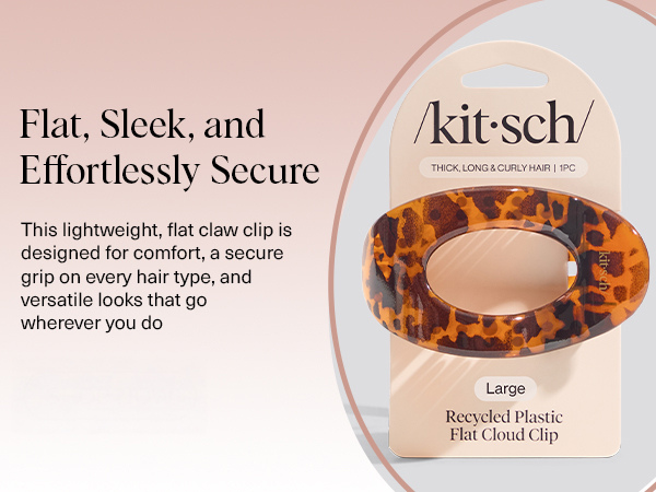 Kitsch Large Flat Claw Clips for Women - Stylish Flat Hair Clips, Strong Hold for Thick & Fine Hair | Non-Slip for Secure, Comfortable All-Day Wear | Ideal Gifts for Women - Tortoise Design