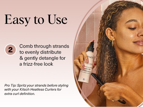 Kitsch Argan Milk Leave In Conditioner Spray – Hair Detangler Spray for Curly, Wavy, Fine, Dry & Damaged Hair - Silicone-Free | Ideal Gifts for Women