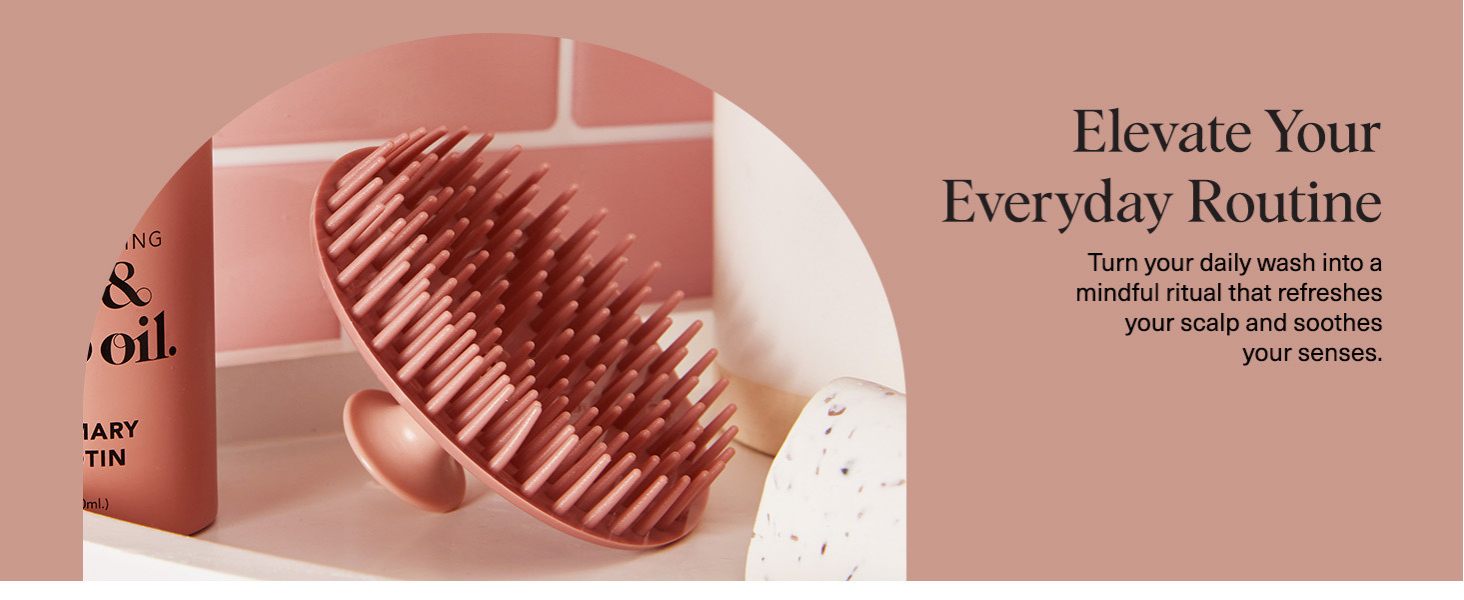 Kitsch Scalp Massager for Hair Care - Scalp Scrubber, Shampoo Brush & Exfoliator for Scalps- Hair Scrubber for Relaxing Bath - Terracotta