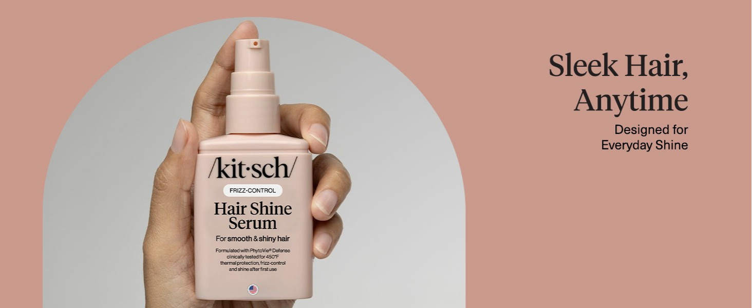 Kitsch Frizz Control Hair Serum - Lightweight Anti Frizz Serum for Curly Hair with Heat Protection | Adds Glossy Shine, Smooths Flyaways & Safe for Color Treated Hair