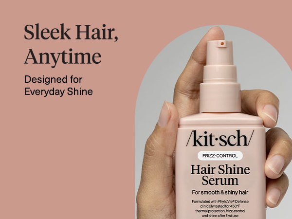 Kitsch Frizz Control Hair Serum - Lightweight Anti Frizz Serum for Curly Hair with Heat Protection | Adds Glossy Shine, Smooths Flyaways & Safe for Color Treated Hair