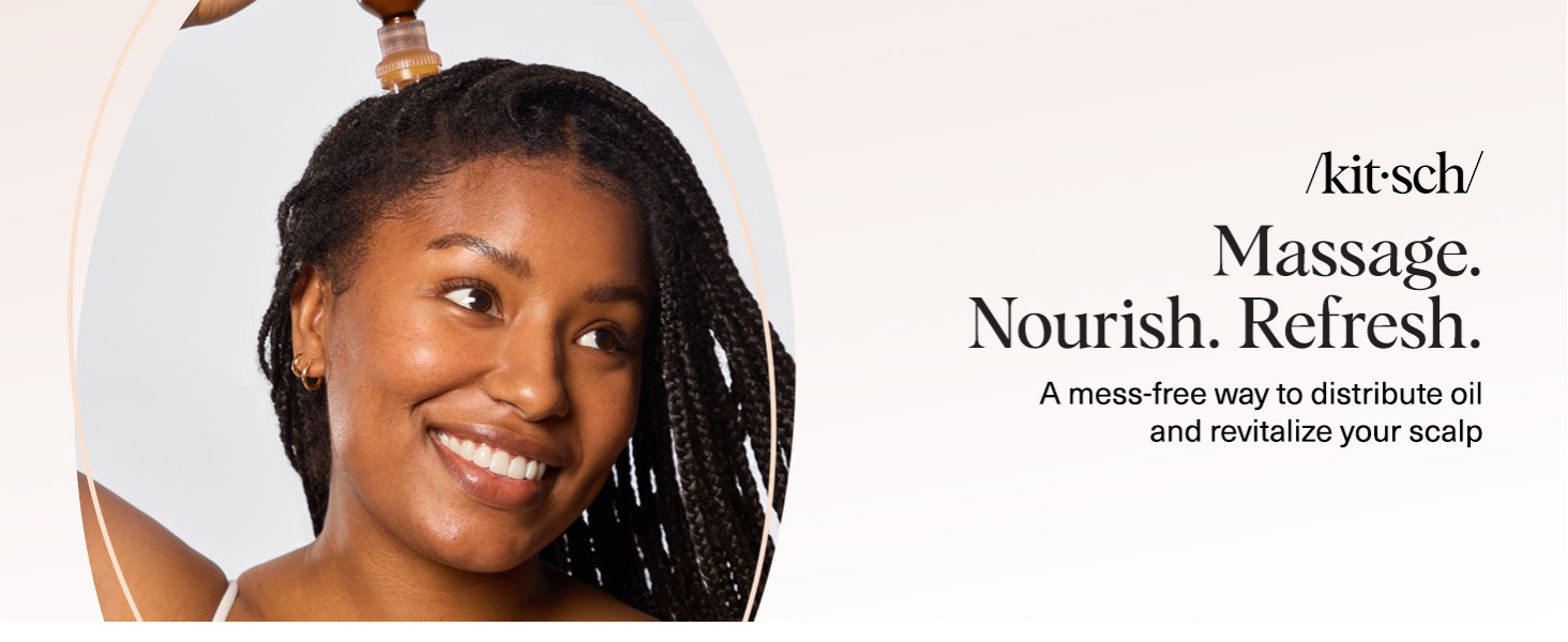 Kitsch Scalp & Hair Oil Applicator &ndash; Stainless Steel Bristles Scalp Oil Applicator for Even Distribution, Mess-Free Oiling & Head Massager Scalp &ndash; Precision Hair Care Tool for Roots & All Hair Types