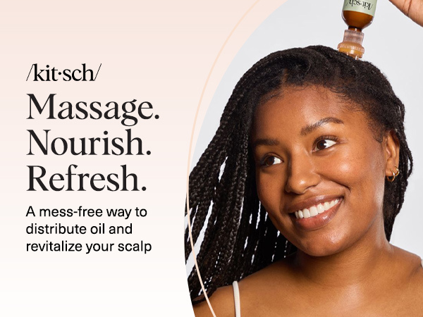 Kitsch Scalp & Hair Oil Applicator &ndash; Stainless Steel Bristles Scalp Oil Applicator for Even Distribution, Mess-Free Oiling & Head Massager Scalp &ndash; Precision Hair Care Tool for Roots & All Hair Types