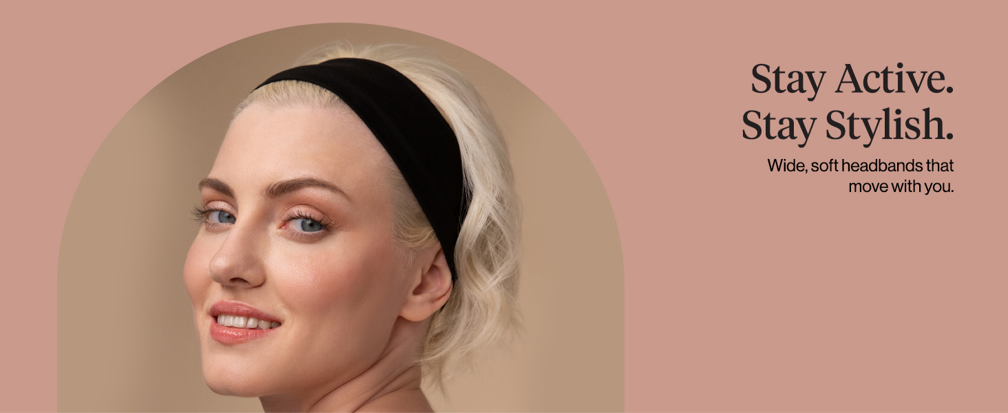 Kitsch Headbands for Women Non Slip - Running Headbands for Girls, Ideal for Working Out, Yoga, Gym, or Lounging | Stretchy Head Bands | Fashion Hair Accessories - Black, 3pcs