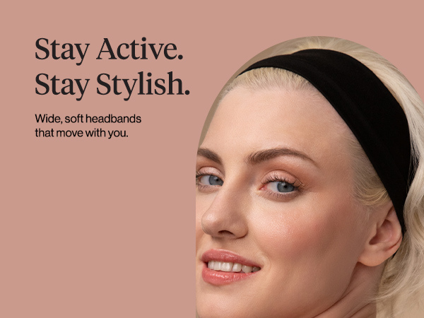 Kitsch Headbands for Women Non Slip - Running Headbands for Girls, Ideal for Working Out, Yoga, Gym, or Lounging | Stretchy Head Bands | Fashion Hair Accessories - Black, 3pcs