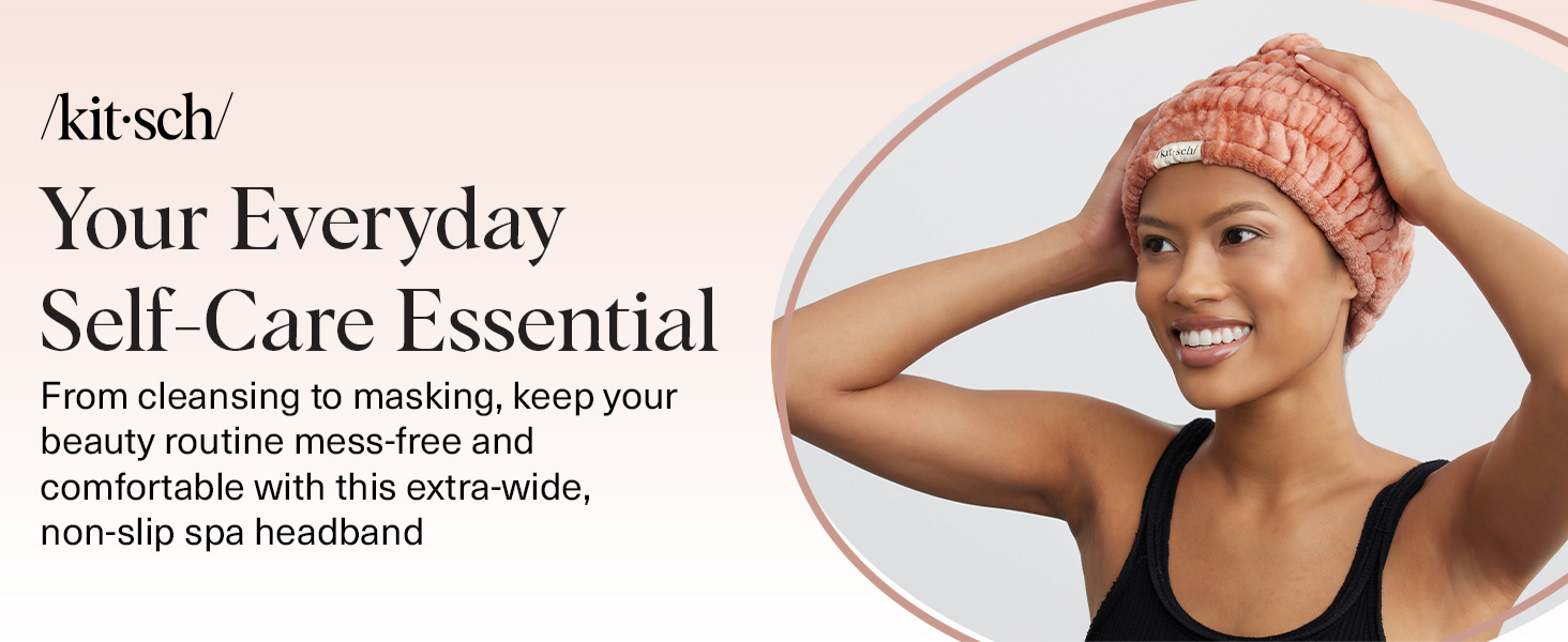 Kitsch Spa Headband - Extra Wide Makeup Headband for Washing Face | Multi Purpose Skincare Headbands | Facial Headband & Hair Band For Washing Face | Face Wash Headbands for Women Makeup (DustyRose)