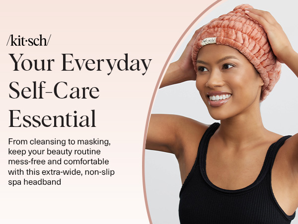 Kitsch Spa Headband - Extra Wide Makeup Headband for Washing Face | Multi Purpose Skincare Headbands | Facial Headband & Hair Band For Washing Face | Face Wash Headbands for Women Makeup (DustyRose)