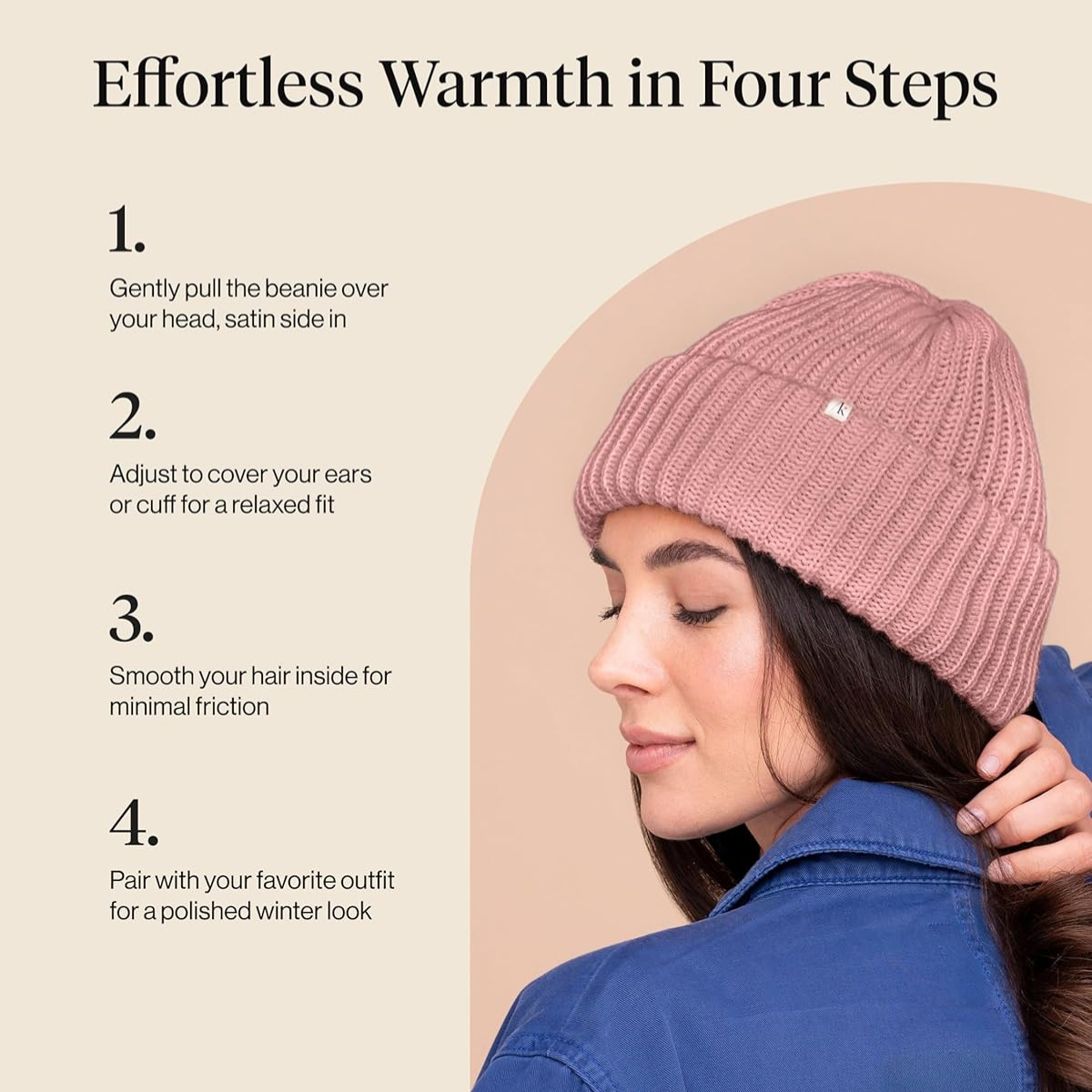 Kitsch Glazey&trade; Satin Lined Beanie for Men and Women &ndash; Cozy Winter Hats for Men - Stylish Anti-Frizz Hat for All Hair Types