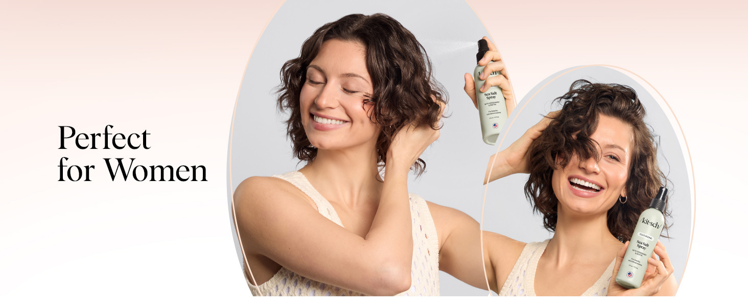 Kitsch Sea Salt Spray for Men and Women | Hair Spray with Rosemary, Biotin, Magnesium &ndash; Hair Texturizer for Natural Curls and Beach Waves | Ideal Gifts for Women, 177 mL