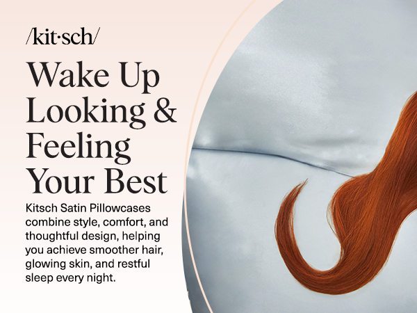 Kitsch Satin Pillowcase with Zipper for Hair & Skin - Softer Than Silk Pillow Cases, Smooth Cooling Satin Pillow Case, Wrinkle-Free, Machine Washable - Pillow Cases Standard Size (66x48 cm) - Haze Blue