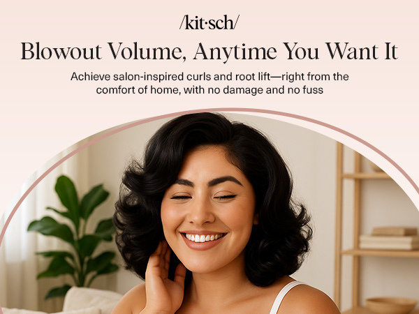 Kitsch Ceramic Hair Rollers for Women &ndash; Self Grip Hair Curlers for Heatless Curl Overnight, Long Lasting Frizz-Free Curls Volumizing Large Rollers for All Hair Types - Black, 8 count (Pack of 1)