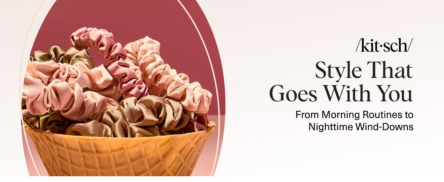 Kitsch Satin Scrunchies for Women - No Crease Hair Ties for Girls | Scrunchies For All Hair Types and Textures, Perfect for Day or Night | Ideal Gifts for Women - 6 Pcs, Terracotta