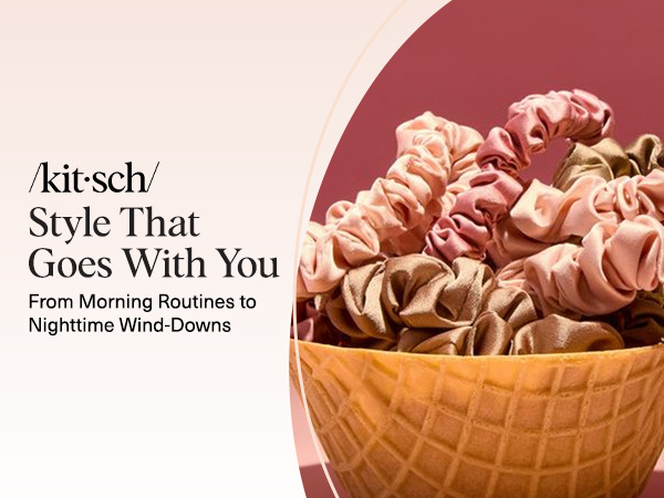 Kitsch Satin Scrunchies for Women - No Crease Hair Ties for Girls | Scrunchies For All Hair Types and Textures, Perfect for Day or Night | Ideal Gifts for Women - 6 Pcs, Terracotta