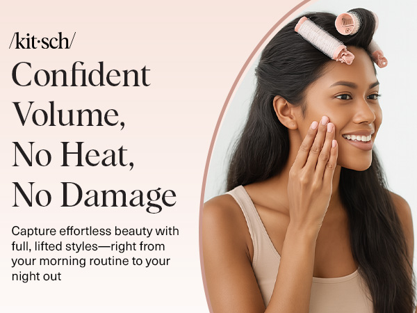 Kitsch Volumizing Hair Clips for Women - Hair Rollers for Volume & Curls - Volumizing Hair Products, Hair Roller Clips for Effortless Curls That Last - 2pc, Terracotta