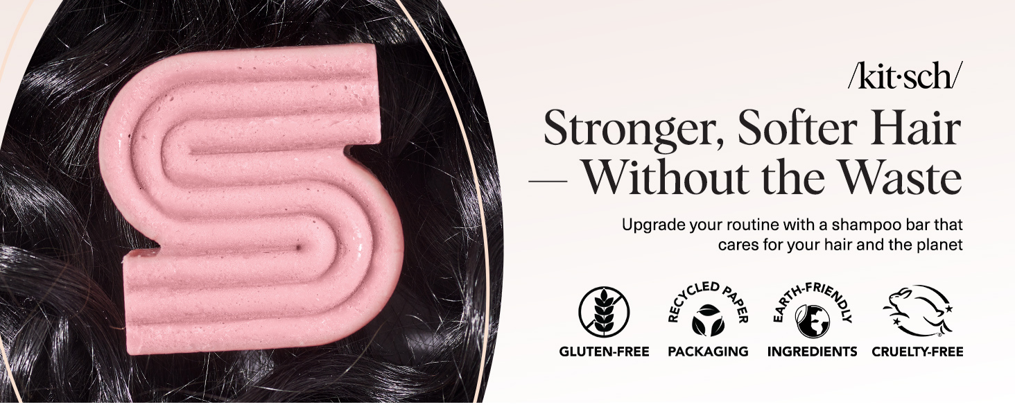 Kitsch Castor Oil Shampoo Bar Soap - Hydrating & Moisturizing Hair Care - Organic Castor Oil Solid Shampoo for Hair Growth & Scalp Nourishment - Silicone & Paraben-Free, Vegan