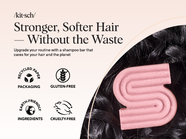 Kitsch Castor Oil Shampoo Bar Soap - Hydrating & Moisturizing Hair Care - Organic Castor Oil Solid Shampoo for Hair Growth & Scalp Nourishment - Silicone & Paraben-Free, Vegan