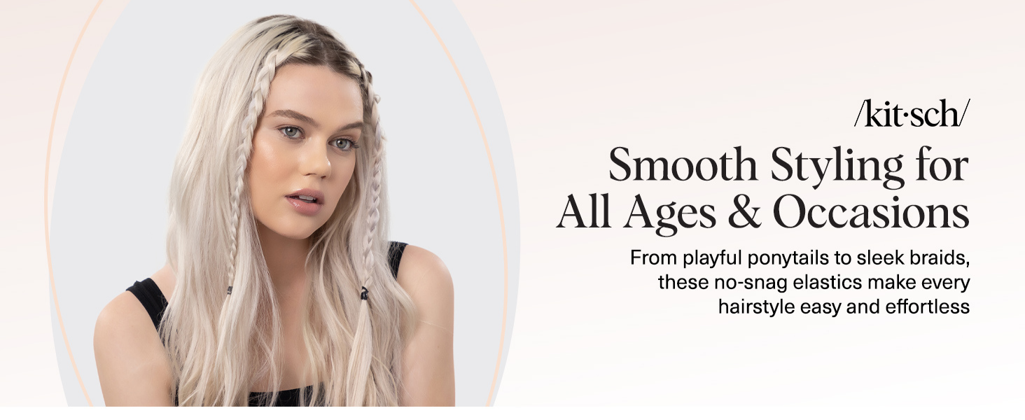 Kitsch Hair Ties No Damage for Kids, Teens and Women - Rubber Bands for Hair Styling | No Snag Hair Elastics | Daily Hair Accessories | Ideal Gifts for Women - 100pcs (Black)