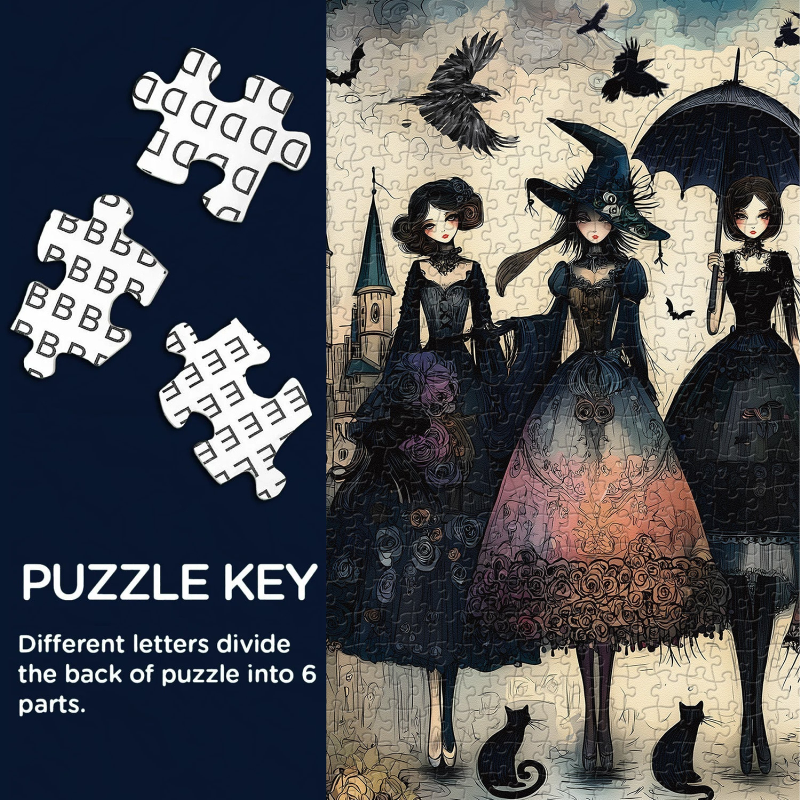 Raven Night Girls Jigsaw Puzzle 1000 Pieces