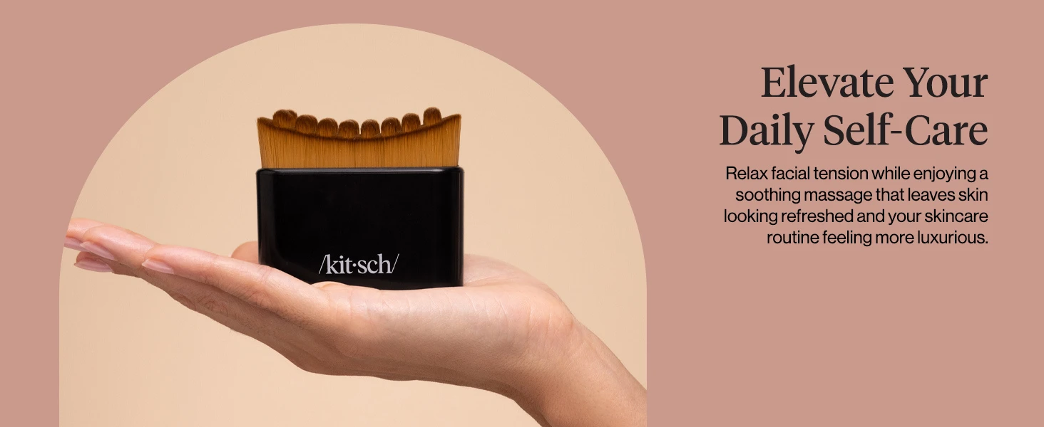 Kitsch Lymphatic Contour Face Brush - Facial Massage Brushes - Black | Hypoallergenic Bristles, Depuffing & Encourage Circulation