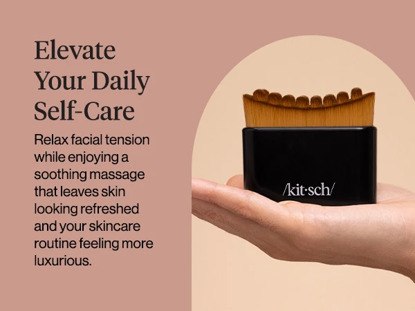 Kitsch Lymphatic Contour Face Brush - Facial Massage Brushes - Black | Hypoallergenic Bristles, Depuffing & Encourage Circulation