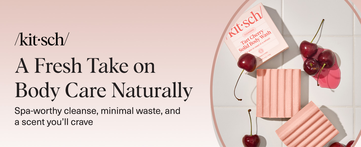 Kitsch Cleansing Tart Cherry Soap Bar with Refreshing Scent - Eco-Friendly Body Wash Women Love - Cherry Solid Bar Soap for Daily Use - Silicone, Sulfate and Paraben Free, Made in USA - 114g