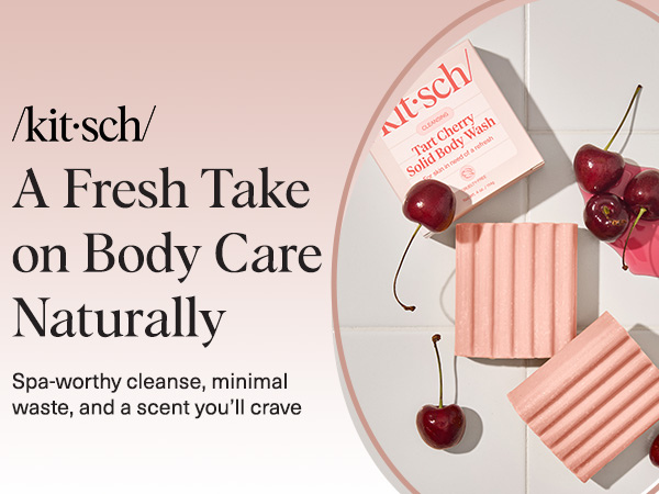 Kitsch Cleansing Tart Cherry Soap Bar with Refreshing Scent - Eco-Friendly Body Wash Women Love - Cherry Solid Bar Soap for Daily Use - Silicone, Sulfate and Paraben Free, Made in USA - 114g