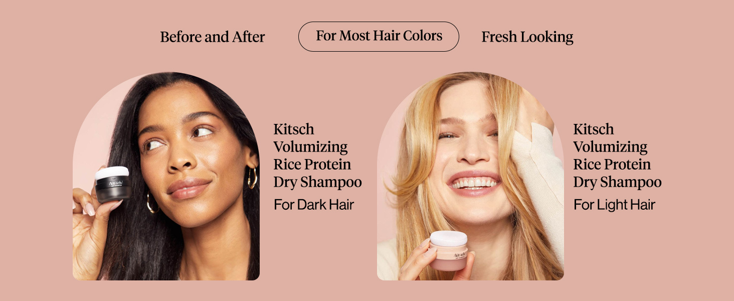 Kitsch Volumizing Rice Protein Dry Shampoo For Women Powder Puff - Dark, 8g | Absorbs Oil, Non-Greasy, Great For Dark Hair – Unscented – Travel Size Dry Hair Shampoo for Women & Men, No White Cast