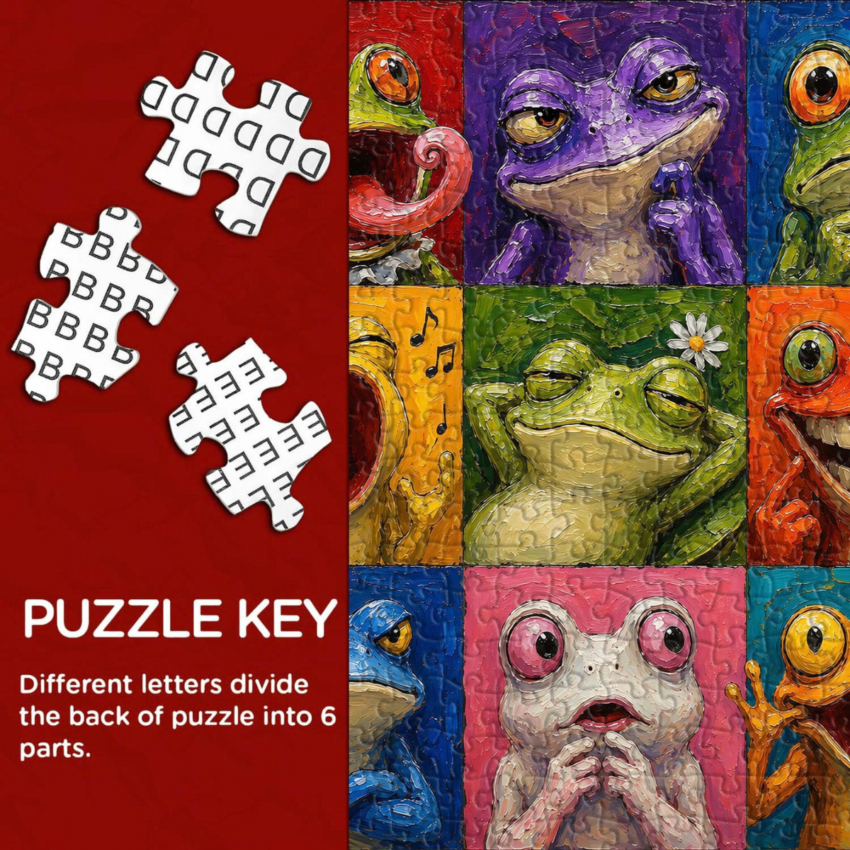 Colourful Frog Faces Jigsaw Puzzle 1000 Pieces
