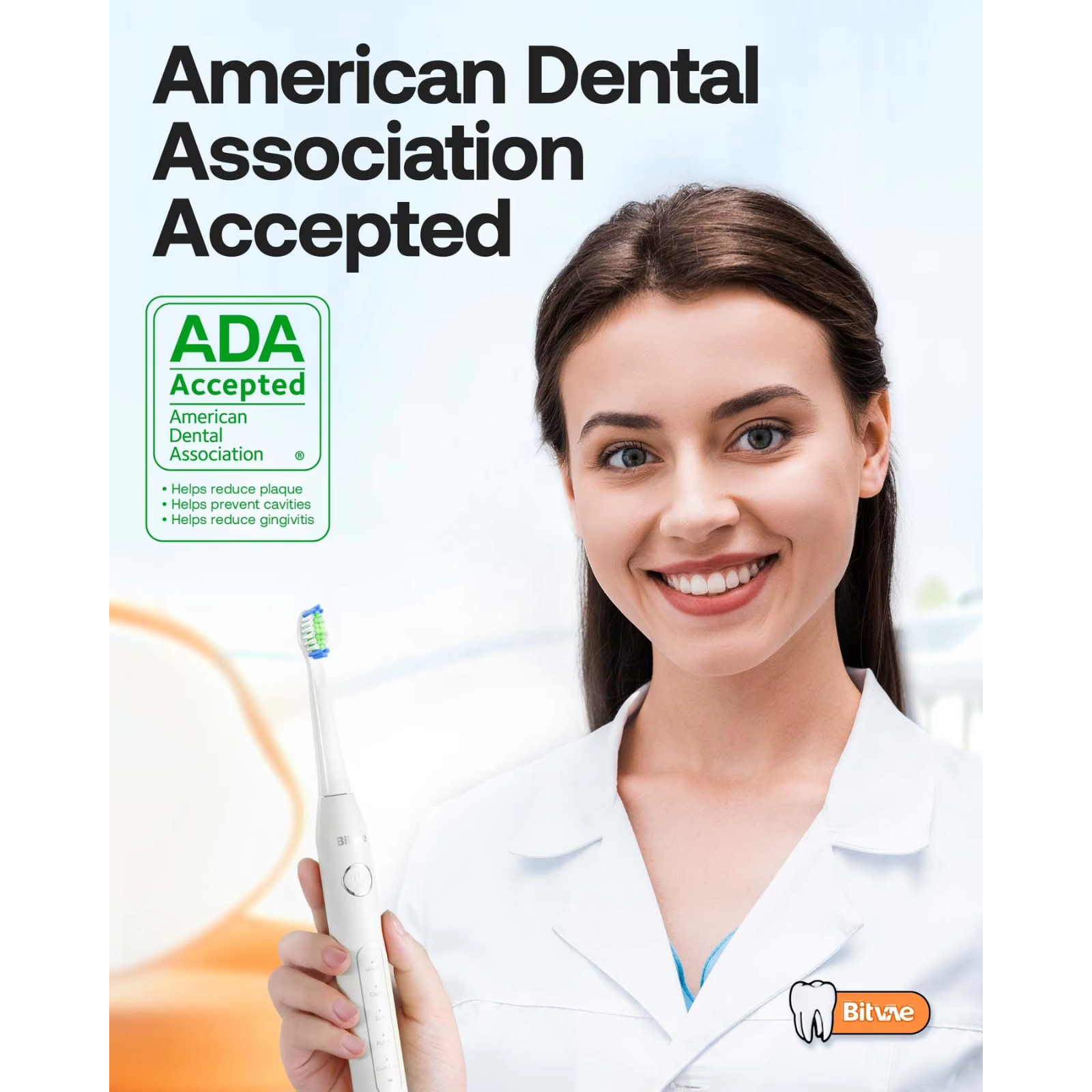 Bitvae Electric Toothbrush American Dental Association Accepted, Helps reduce plaque, Helps prevent cavities, Helps reduce gingivitis