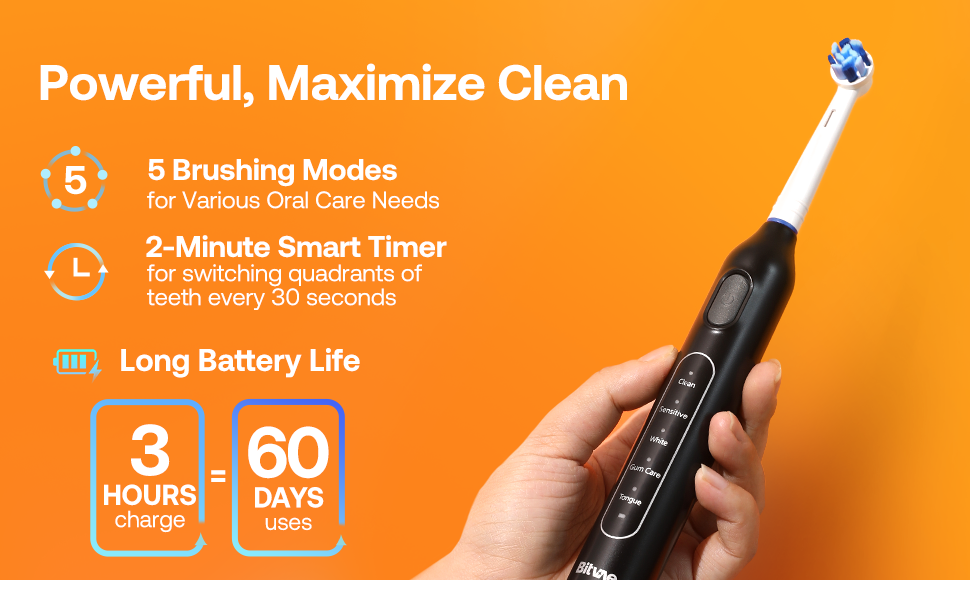 Bitvae R1 Electric Toothbrush - Powerful, Maximize Clean