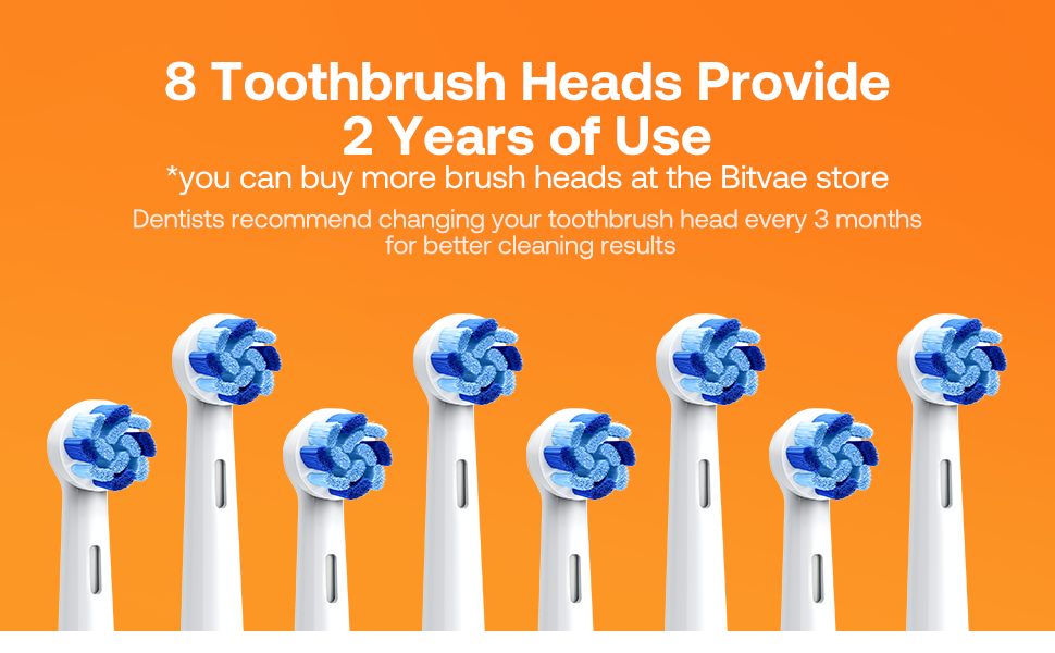 Bitvae R1 Electric Toothbrush - 8 Toothbrush Heads Provide 2 Years of Use