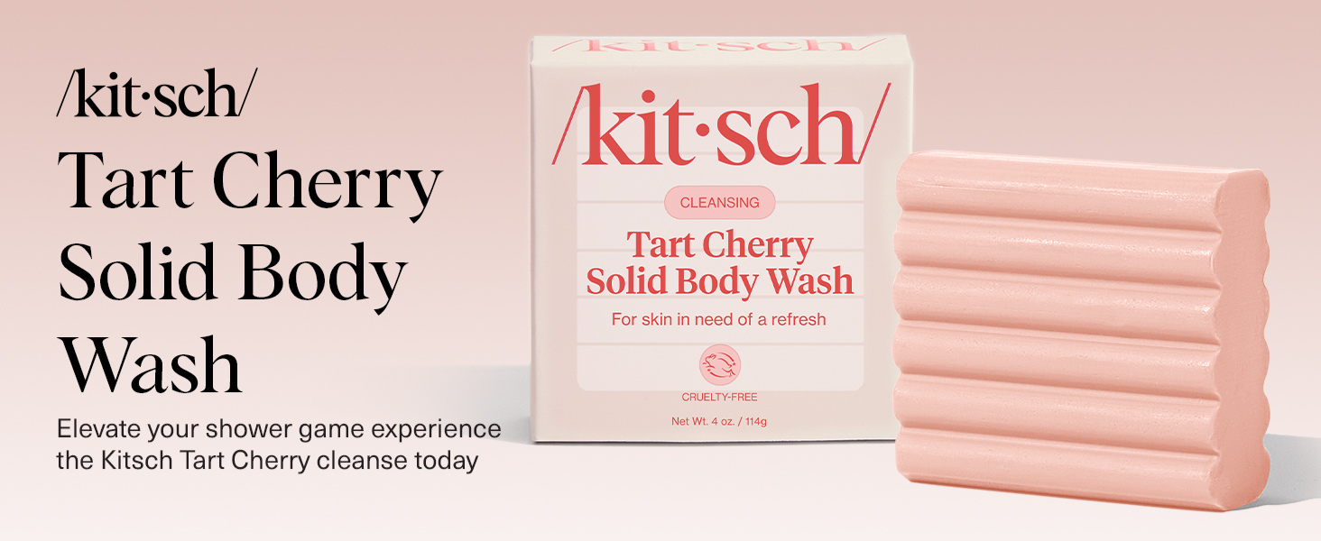 Kitsch Cleansing Tart Cherry Soap Bar with Refreshing Scent - Eco-Friendly Body Wash Women Love - Cherry Solid Bar Soap for Daily Use - Silicone, Sulfate and Paraben Free, Made in USA - 114g
