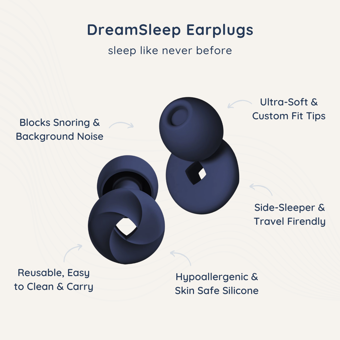 DreamSleep Earplugs for Sleeping Benefits: Blocks Snoring Noise, Background Noise, Ultra Soft and Side Sleep Friendly