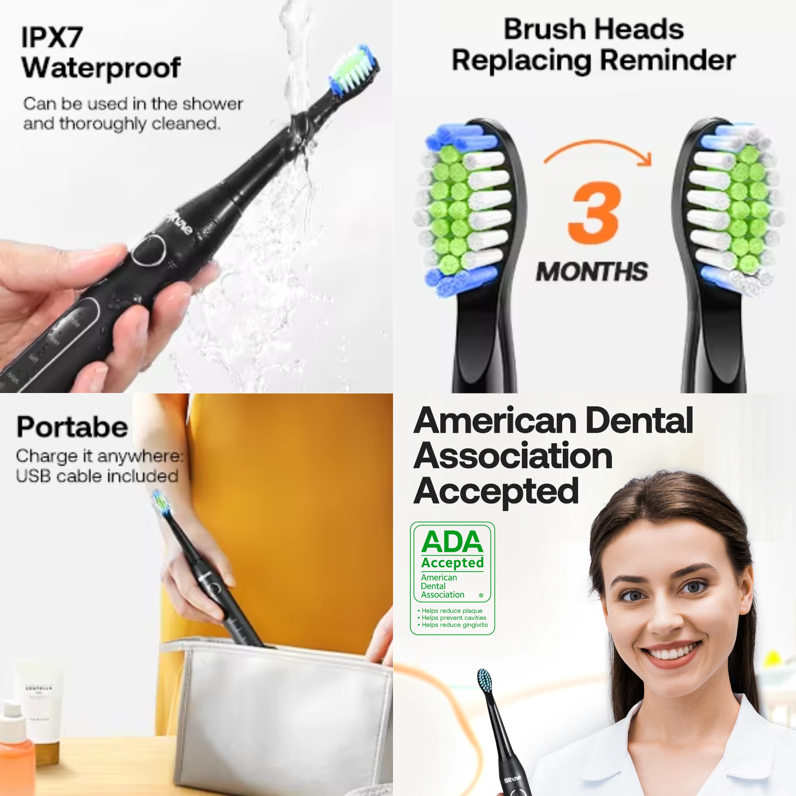 Bitvae Electric toothbrush IPX7 Waterproof safe to use in shower