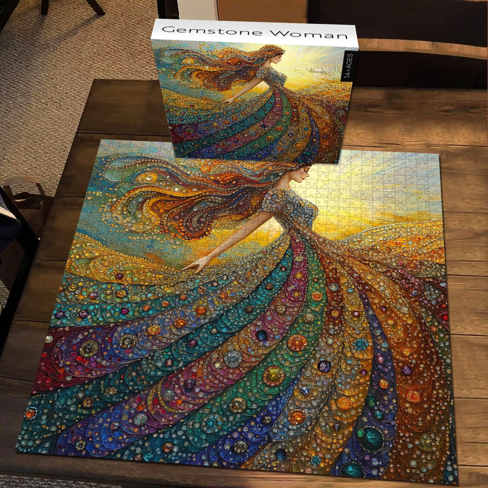 Gemstone Woman Puzzle for Adults 1000 Pieces,Beauty Elegant Lady Puzzle with Colorful Crystal Diamond, Impossible Difficult Hard Challenging for Adults Aesthetic Puzzle