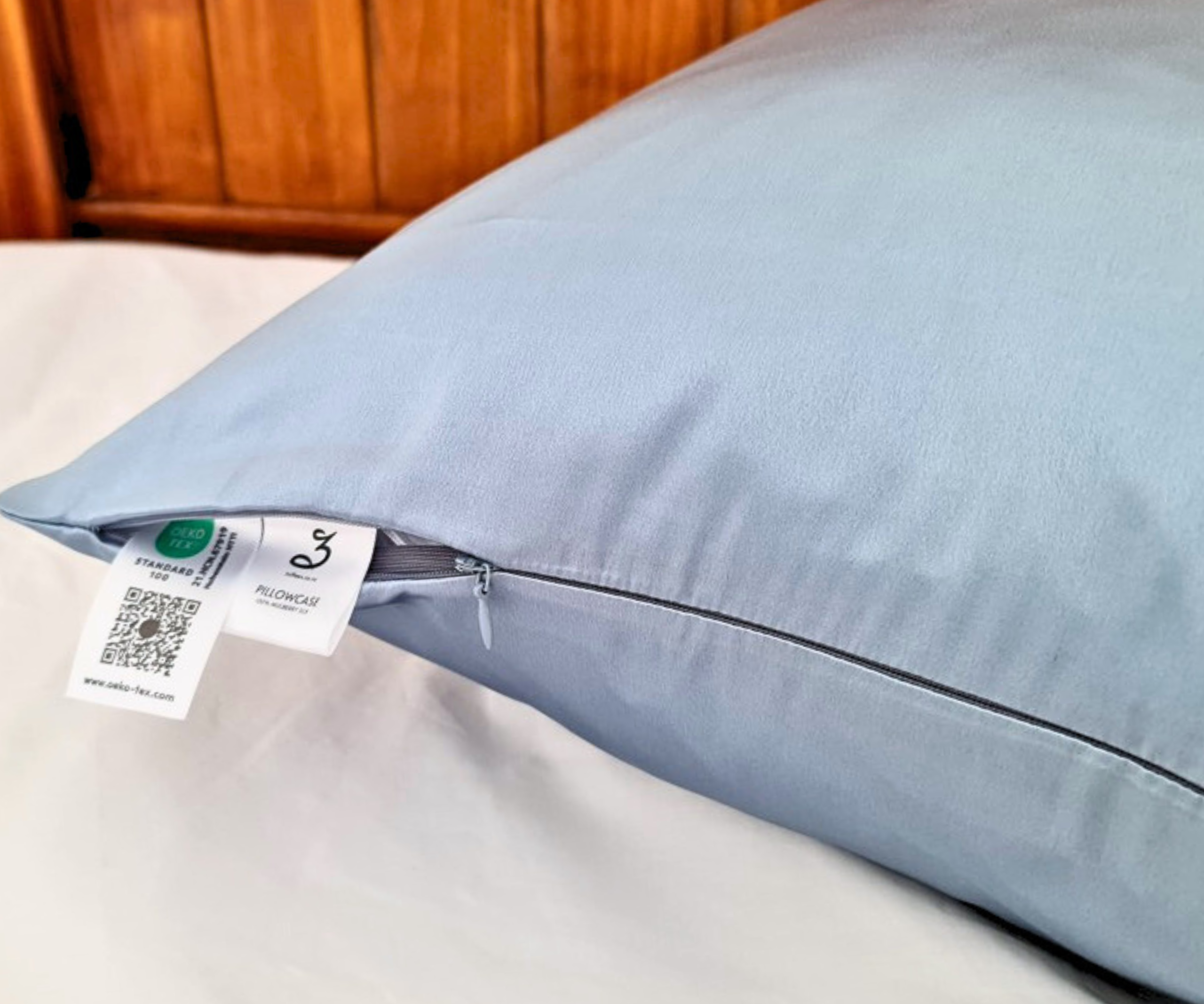 Zulfees Silk Pillowcase Grayish Blue OEKO TEX STANDARD 100 Certified
