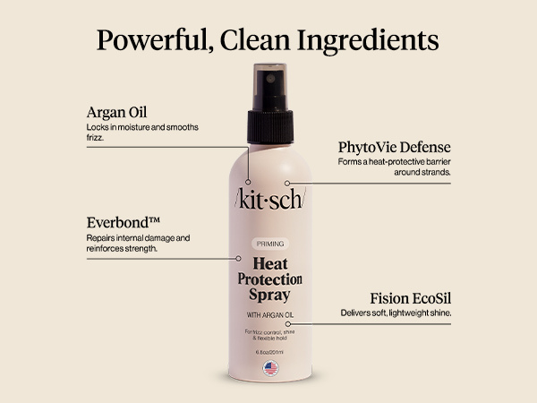Kitsch Heat Protection Spray for Hair &ndash; Heat Protectant for Hair with Argan Oil &ndash; Styling Hair Spray for Frizz Control, Shine & Damage Protection &ndash; Protects Strands | Ideal Gifts for Women