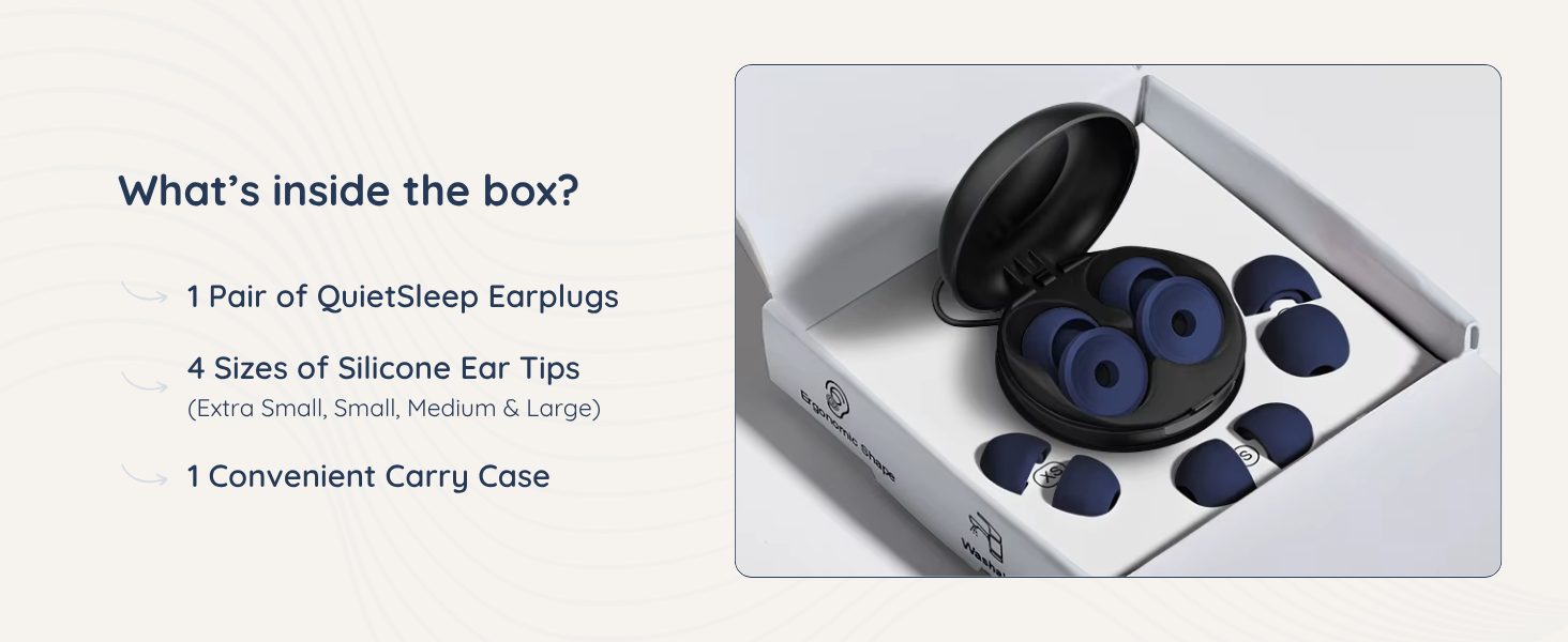 QuietSleep Earplugs for Sleeping - What's inside the box