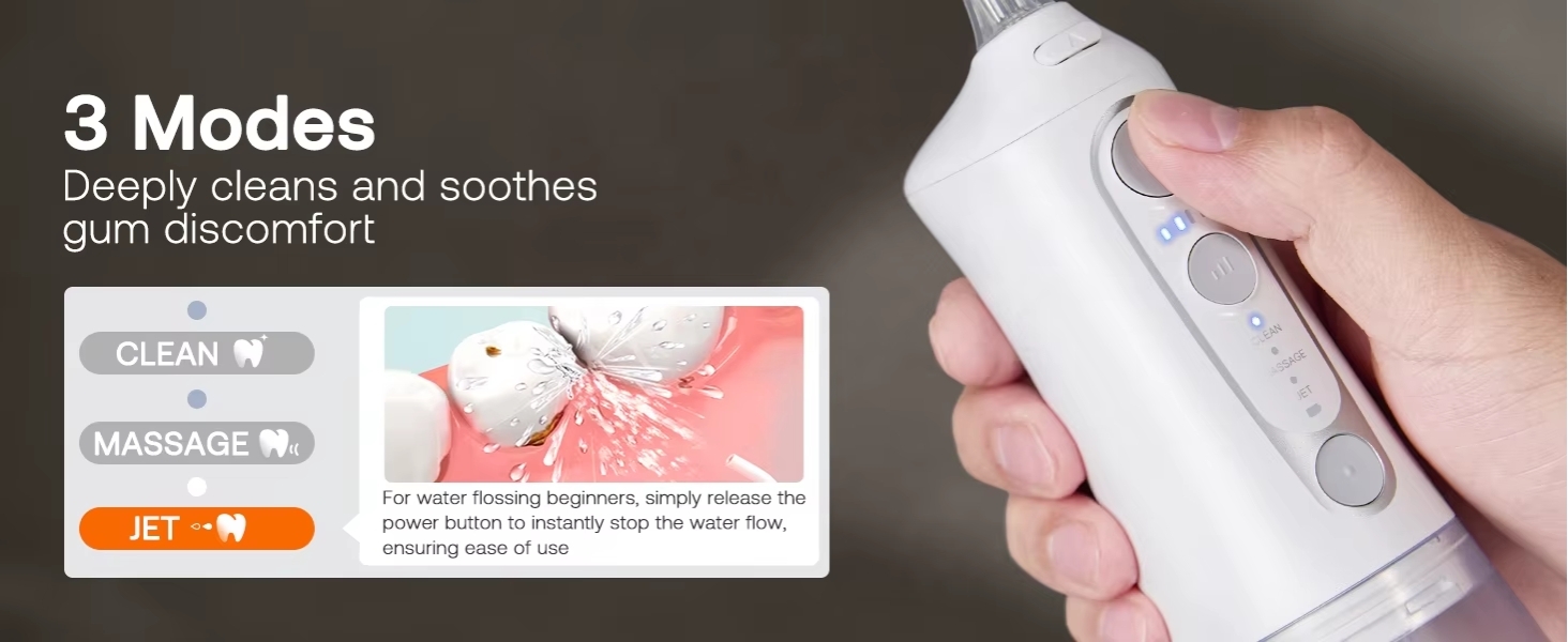 Water Flosser Bitvae C6, 3 Modes Deeply Cleans and Soothes Gum Discomfort. Clean, Massage and Jet Mode