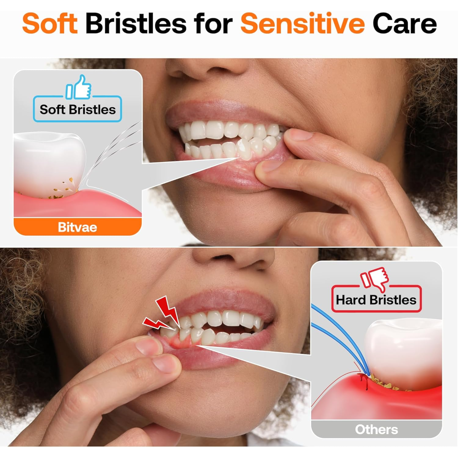 Bitvae D2 Electric Toothbrush - Soft Bristles for Sensitive Care