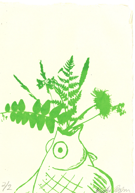 Fisken grønn av misunnelse (silketrykk)