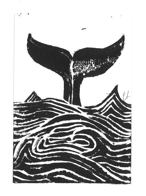 Hval ( Linotrykk) (10x14cm)