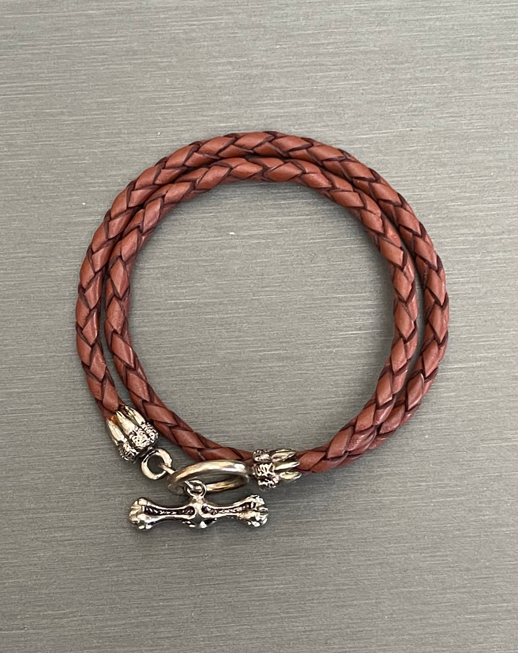 Double Leather Bracelet with Silver Toggle Clasp - Julie Miro´