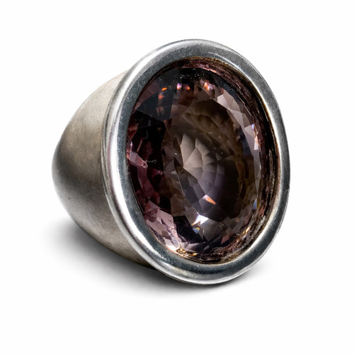 Sterling Silver Large Smokey Quartz Statement Ring