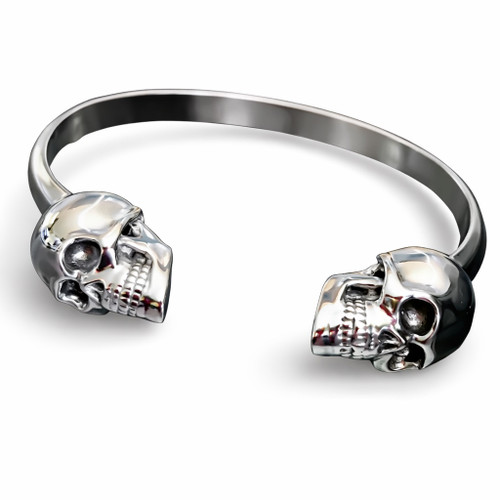 Double Large Skull Cuff Bracelet