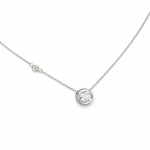 Natural Single Diamond Pendant with French Pave Invisible Halo 14k