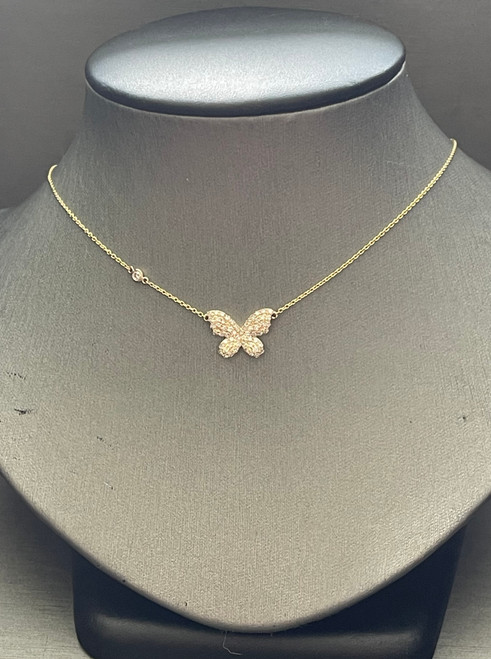 Diamond Butterfly Pendant in 14k Yellow Gold